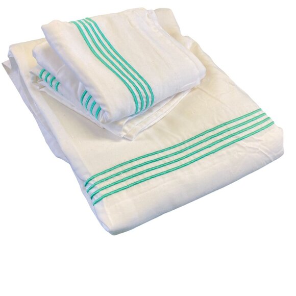 Duvet Cover TWIN XL Set With Button Closure White & Green Polyester 89 X 81 - Picture 5 of 8